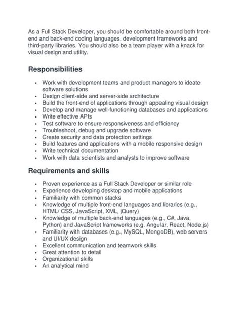 JD for Java Full-Stack Developer 的图像结果