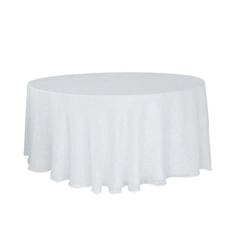 120" White Seamless Linen Round Tablecloth