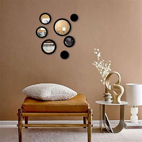 VAH- Kya Bat Hai !! Wall Art Round Black Frame Wall Mirror Sticker For ...