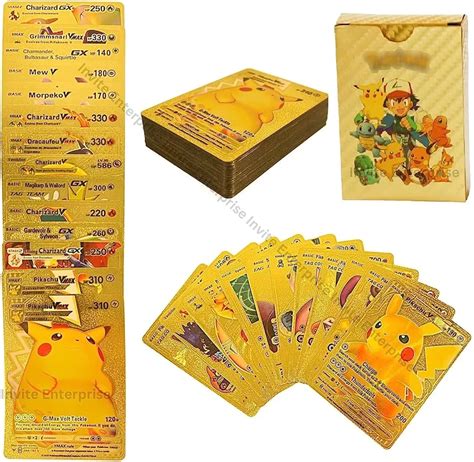 SARJUDAS ENTERPRISE Pook-emon 55 PCS Gold Foil Card Assorted Cards TCG ...
