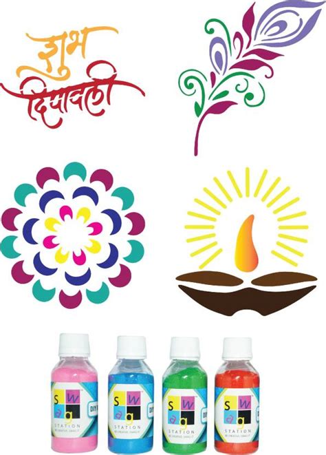 SWAG STATION Mandala Diya Rangoli Stencils Set, Rangoli Big Stencils ...