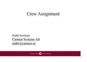 Image result for Crew Assignment Problem