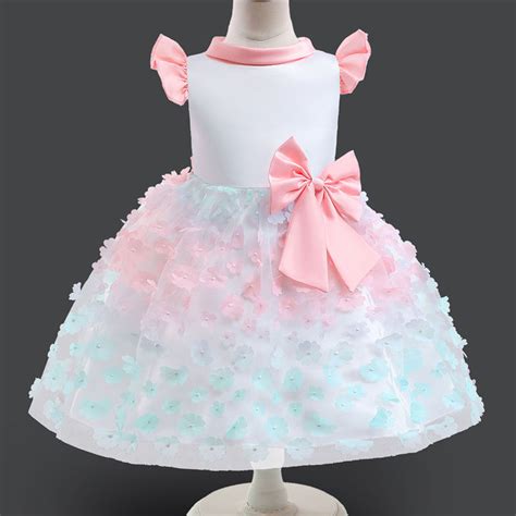 Shop Online Girls Multi Coloured 3D Floral Applique Party Dress at ₹979