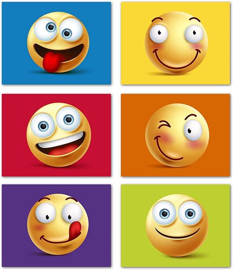 Small World Greetings Emoji Faces Cards 12 Count- Blank Inside - 5.5" x 4.25" - Thinking of You ...