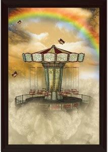 Carousel In The Sky With Rainbow & Butterfly Paper Poster Dark Brown ...