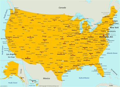 Map of U.S. with Cities - Ontheworldmap.com