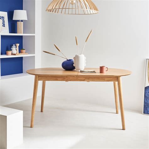 6 to 8-seater extendable oval dining table, Natural