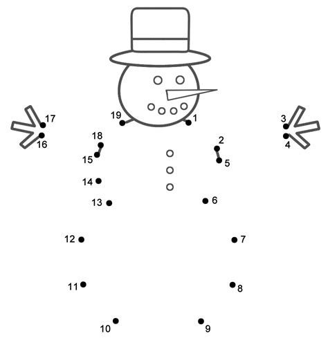 Snowman - Connect the Dots, count by 1's (Christmas)