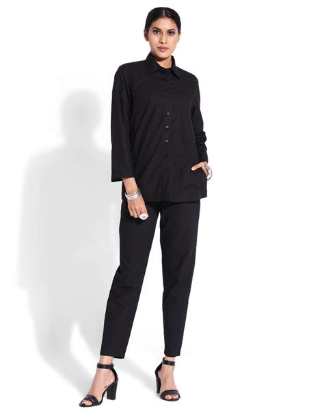 GRASS by Gitika Goyal Black Tapered-Fit Cotton Pant