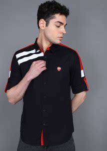 DUCATI Men Color Block Casual Black Shirt - Buy DUCATI Men Color Block ...