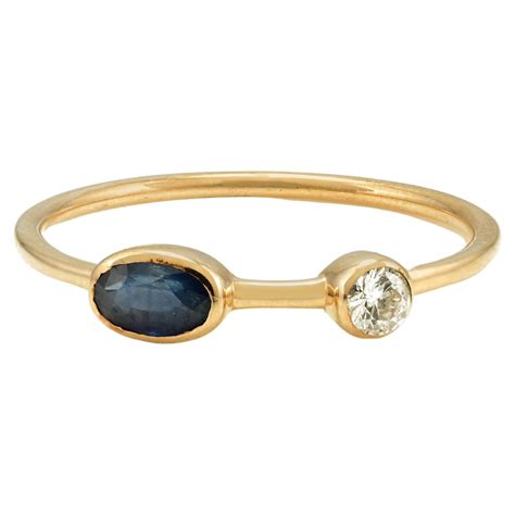 Customizable 14k Solid Yellow Gold Dainty Blue Sapphire and Diamond ...