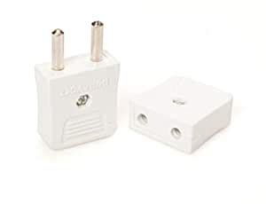 Duravolt Polycarbonate 2-Pin Male/Female Plug Top – White | Compact ...