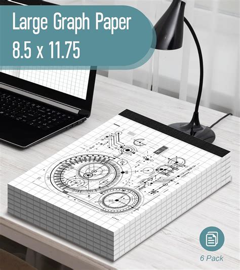 Graph Paper Pads, 6 Pack Grid Paper 8.5 x 11.75, Graph Paper Pad 2x2 (2 ...