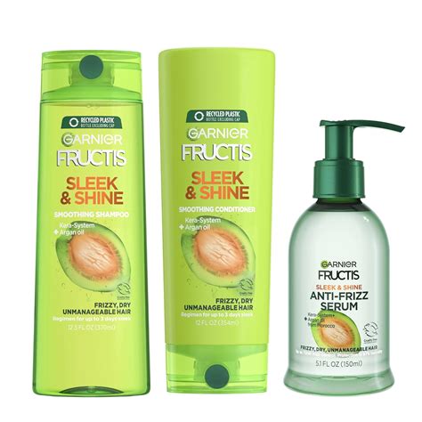 Amazon.com : Garnier Fructis Sleek & Shine Shampoo, Conditioner & Anti ...