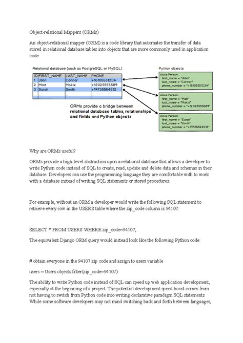 Python Unit V - xxxx - Object-relational Mappers (ORMs) An object ...