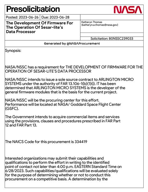 NASA Contracts on Twitter: "Stennis Space Center has a special notice ...