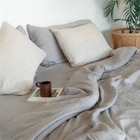 Buy Baloo Pure French Linen Sheets - Dove Grey Sheet Set (Full) - Soft ...