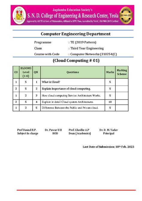 CC Assignment no 01 - quuestion - Computer Engineering Department ...