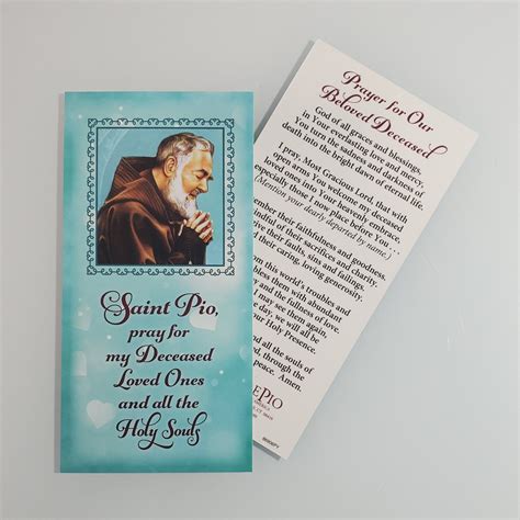 Prayer for Our Beloved Deceased Prayer Card - Padre Pio Foundation of ...