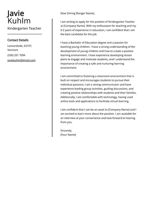Kindergarten Teacher Cover Letter: Job Description, Sample & Guide