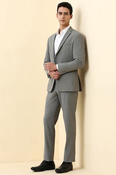 Buy Men Grey Textured Formal Blazer Online - 40077101 | Allen Solly