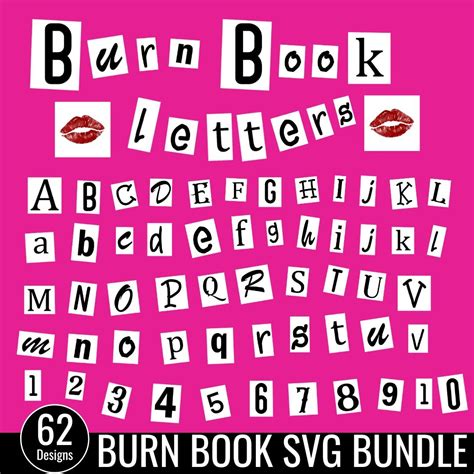 Burn Book Alphabet, Burn Book Numbers, Mean Girls SVG, Burn Book SVG, Burn Book Font, Burn Book ...
