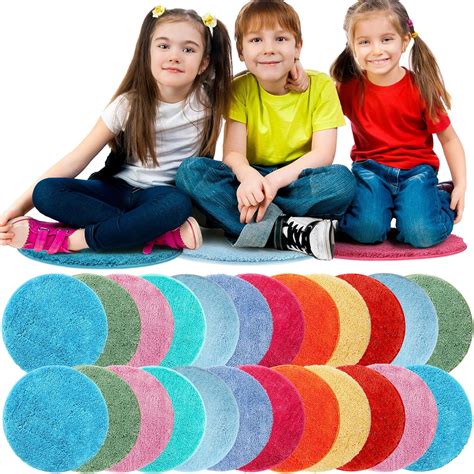 Amazon.com: Nuanchu 24 Pcs Kids Circle Carpet 18 Inch Colorful Fun ...