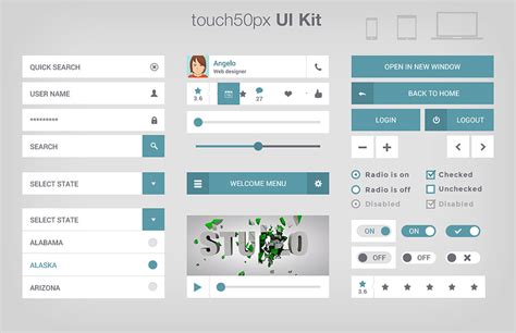ui网页界面 时尚有创意的网页模板UI KIT ui设计师网站网页ui[XD,PSD]-变色鱼