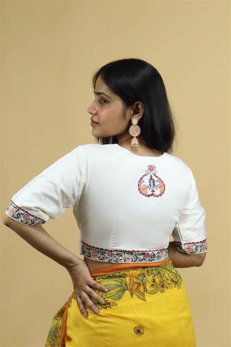 Madhubani Hand-Painted Angrakha Blouse – Okhaistore