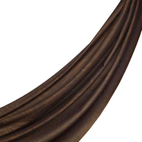 Brown Walnut Leaf Print Scarf | Ipekevi