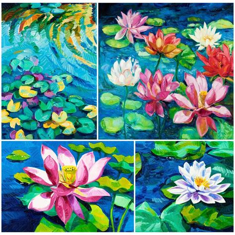 Beautiful Water Lily Canvas Painting Synthetic Frame – ArtzFolio.com