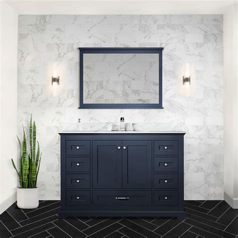 48" W Navy Blue Bath Vanity With Marble And Doorway Stainproof Interior ...