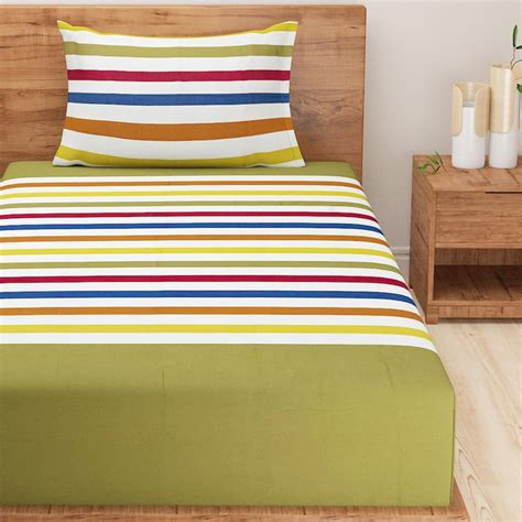 Buy SWAYAM Spring Stripes Yarn-Dyed 2pcs Single Bedsheet Set from ...