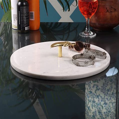 Buy NikkisPride Marble Platter Round with Gold Finish Metal Piece ...
