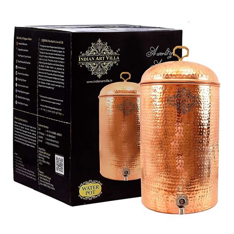 Buy INDIAN ART VILLA Hammered Copper Dispenser Container Pot - 12 LTR ...