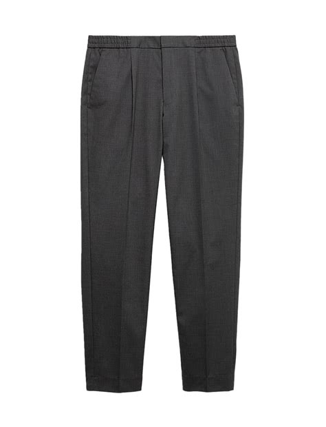 Buy Cotton Blend Smart Elasticated Waist Trousers at Marks & Spencer