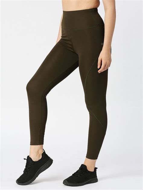 Women Olive Solid Tights AERO SPRINTER XC (HW) Olive - Lovable India