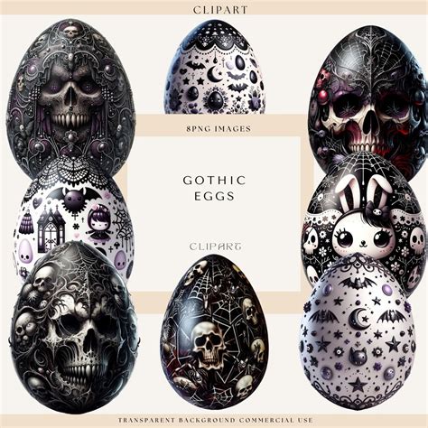 Gothic Eggs, Easter Egg Clipart Gothic Skull Eggs, Halloween Clipart, Gothic Easter Eggs ...