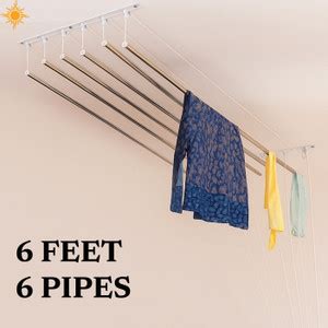 ATM Steel Ceiling Cloth Dryer Stand 6 Feet 6 Pipes set with Metal ...