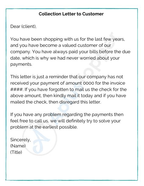 Image result for First Collection Letter Sample