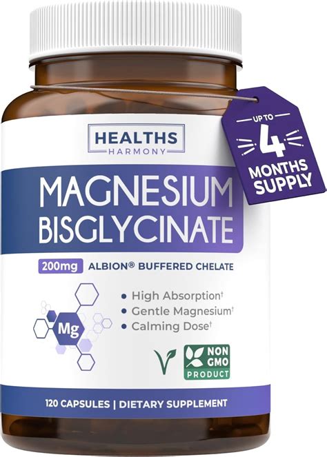 Magnesium Glycinate (4 Month Supply) Superior Form by Albion Minerals - Magnesium Bisglycinate ...