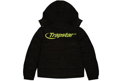Trapstar Hyperdrive Detachable Hooded Puffer Jacket Black/Lime Men's ...