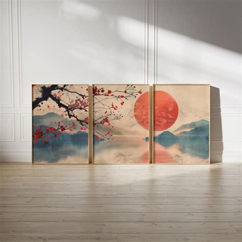 Japanese Printable Wall Art Set of 3, Zen Japandi Wall Decor, Warm ...