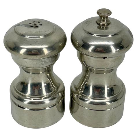 Set of Italian Polished Pewter Salt and Pepper Shakers For Sale at 1stDibs