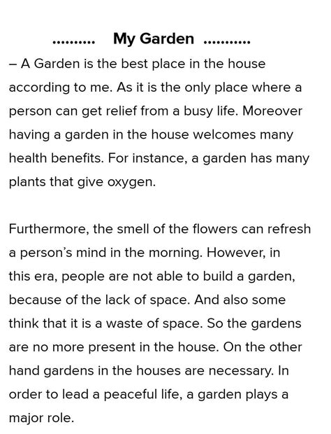 Write a descriptive paragraph about your garden. Identify the plants ...