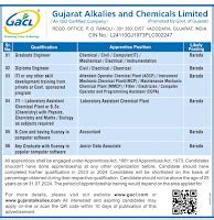 GACL Gujarat alkalies and chemical limited Job vacancy for Chemical ...