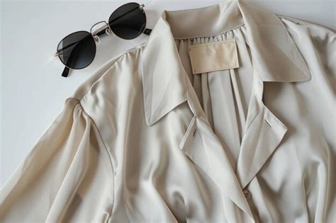 White shirt and sunglasses on white surface a sophisticated yet ...