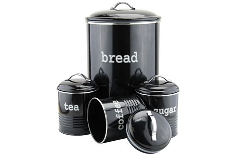 Buy EHC Set of 4 Round Tea, Coffee & Sugar With Bread Bin Storage ...