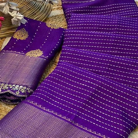 Royal Purple Floral Printed Dola Silk Saree With Woven Border