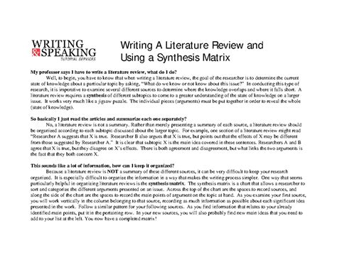 Itech 5500 Week 2 Using a Synthesis Matrix - Writing A Literature ...